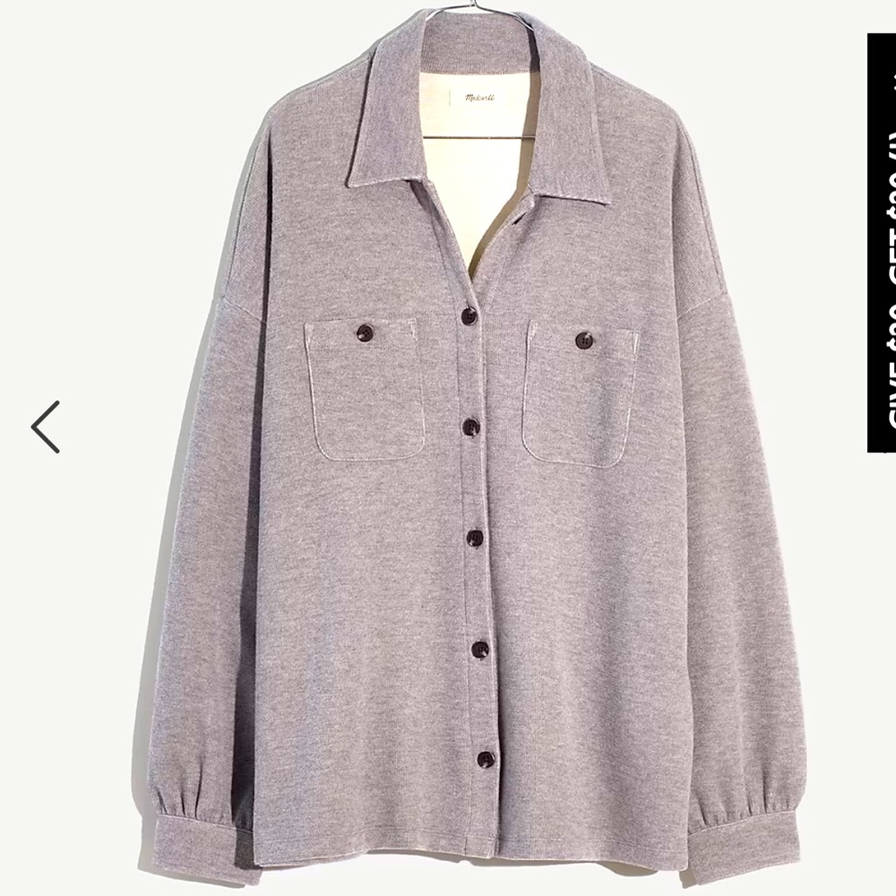 Madewell Heather Gray Button-Up Shirt Jacket